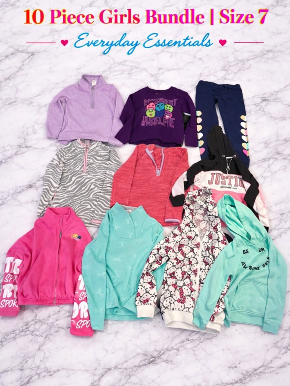 10 Piece Girls Bundle | Size 7–8 | Mixed Brands